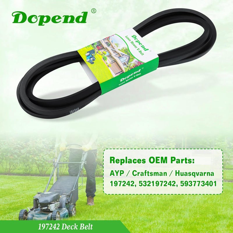 Dopend 532197242 197242 Deck Belt 5/8'' x 138-3/4'' for Husqvarna 48 inch Deck Belt YTH2348, YTH24V28, Craftsman, AYP Riding Lawn Mower, Replaces 532197242 Husqvarna Deck Drive Belt 593773401 - Image 3